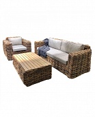 Комплект мебели KM-2013 (диван + кресло + столик) натуральный ротанг